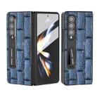For Samsung Galaxy Z Fold4 5G ABEEL Integrated Genuine Leather Mahjong Texture Series Phone Case with Holder(Blue) - 1