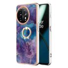 For OnePlus 11 Electroplating Marble Dual-side IMD Phone Case with Ring(Purple 016) - 1