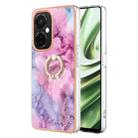 For OnePlus Nord CE 3 5G/CE 3 Lite 5G Electroplating Marble Dual-side IMD Phone Case with Ring(Pink 013) - 1