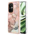 For OnePlus Nord CE 3 Lite/Nord N30/OPP0 K11x Electroplating Marble Dual-side IMD Phone Case with Ring(Rose Gold 015) - 1