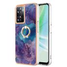 For OnePlus Nord N300 Electroplating Marble Dual-side IMD Phone Case with Ring(Purple 016) - 1