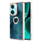 For OnePlus Nord CE 3 Electroplating Marble Dual-side IMD Phone Case with Ring(Green 017) - 1