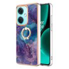 For OnePlus Nord CE 3 Electroplating Marble Dual-side IMD Phone Case with Ring(Purple 016) - 1
