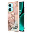 For OnePlus Nord CE 3 Electroplating Marble Dual-side IMD Phone Case with Ring(Rose Gold 015) - 1