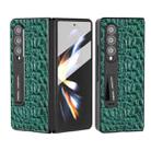 For Samsung Galaxy Z Fold3 5G ABEEL Integrated Genuine Leather Sky Series Phone Case with Holder(Green) - 1