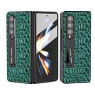 For Samsung Galaxy Z Fold4 5G ABEEL Integrated Genuine Leather Sky Series Phone Case with Holder(Green) - 1