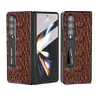 For Samsung Galaxy Z Fold4 5G ABEEL Integrated Genuine Leather Sky Series Phone Case with Holder(Brown) - 1