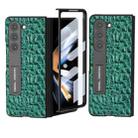 For Samsung Galaxy Z Fold5 ABEEL Integrated Genuine Leather Sky Series Phone Case with Holder(Green) - 1