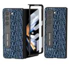For Samsung Galaxy Z Fold5 ABEEL Integrated Genuine Leather Sky Series Phone Case with Holder(Blue) - 1