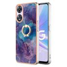 For OPPO A78 / A58 Electroplating Marble Dual-side IMD Phone Case with Ring(Purple 016) - 1