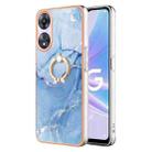 For OPPO A78 5G / A58 5G Electroplating Marble Dual-side IMD Phone Case with Ring(Blue 018) - 1