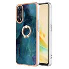 For OPPO Reno8 T 4G Electroplating Marble Dual-side IMD Phone Case with Ring(Green 017) - 1