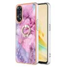 For OPPO Reno8 T 4G Electroplating Marble Dual-side IMD Phone Case with Ring(Pink 013) - 1