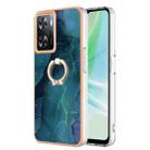 For OPPO A57 4G/A77 5G Taiwan/K10 5G Global Electroplating Marble Dual-side IMD Phone Case with Ring(Green 017) - 1