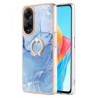 For OPPO A98 Electroplating Marble Dual-side IMD Phone Case with Ring(Blue 018) - 1