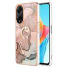 For OPPO A98 Electroplating Marble Dual-side IMD Phone Case with Ring(Rose Gold 015) - 1