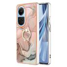 For OPPO Reno10 5G Global Electroplating Marble Dual-side IMD Phone Case with Ring(Rose Gold 015) - 1