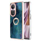 For OPPO Reno10 Pro 5G Global Electroplating Marble Dual-side IMD Phone Case with Ring(Green 017) - 1