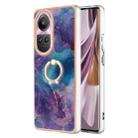 For OPPO Reno10 Pro 5G Global Electroplating Marble Dual-side IMD Phone Case with Ring(Purple 016) - 1