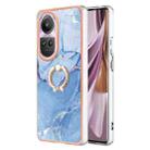 For OPPO Reno10 Pro 5G Global Electroplating Marble Dual-side IMD Phone Case with Ring(Blue 018) - 1