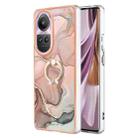 For OPPO Reno10 Pro 5G Global Electroplating Marble Dual-side IMD Phone Case with Ring(Rose Gold 015) - 1