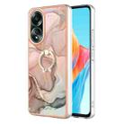 For OPPO A58 4G Electroplating Marble Dual-side IMD Phone Case with Ring(Rose Gold 015) - 1