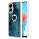 For OPPO A78 4G Electroplating Marble Dual-side IMD Phone Case with Ring(Green 017) - 1