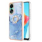 For OPPO A78 4G Electroplating Marble Dual-side IMD Phone Case with Ring(Blue 018) - 1