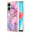 For OPPO A78 4G Electroplating Marble Dual-side IMD Phone Case with Ring(Pink 013) - 1