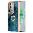 For OPPO Reno11 Pro 5G Global Electroplating Marble Dual-side IMD Phone Case with Ring(Green 017) - 1