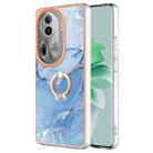 For OPPO Reno11 Pro 5G Global Electroplating Marble Dual-side IMD Phone Case with Ring(Blue 018) - 1