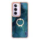 For OPPO Reno12 Pro Global Electroplating Marble Dual-side IMD Phone Case with Ring(Green 017) - 2