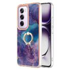 For OPPO Reno12 Pro Global Electroplating Marble Dual-side IMD Phone Case with Ring(Purple 016) - 1