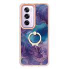 For OPPO Reno12 Pro Global Electroplating Marble Dual-side IMD Phone Case with Ring(Purple 016) - 2