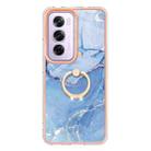 For OPPO Reno12 Pro Global Electroplating Marble Dual-side IMD Phone Case with Ring(Blue 018) - 2