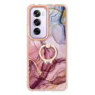 For OPPO Reno12 Pro Global Electroplating Marble Dual-side IMD Phone Case with Ring(Rose Red 014) - 2