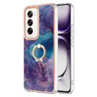 For OPPO Reno12 Global Electroplating Marble Dual-side IMD Phone Case with Ring(Purple 016) - 1