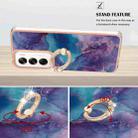 For OPPO Reno12 Global Electroplating Marble Dual-side IMD Phone Case with Ring(Purple 016) - 3