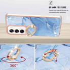 For OPPO Reno12 Global Electroplating Marble Dual-side IMD Phone Case with Ring(Blue 018) - 3