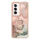 For OPPO Reno12 Global Electroplating Marble Dual-side IMD Phone Case with Ring(Rose Gold 015) - 2