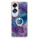 For OPPO A60 Electroplating Marble Dual-side IMD Phone Case with Ring(Purple 016) - 2