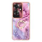 For OPPO Reno11 F 5G Global Electroplating Marble Dual-side IMD Phone Case with Ring(Pink 013) - 2