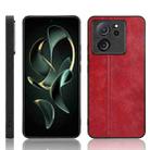 For Xiaomi 13T / Redmi K60 Ultra Sewing Cow Pattern Skin PC + PU + TPU Phone Case(Red) - 1