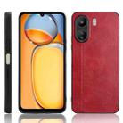 For Xiaomi Redmi 13C 4G / Poco C65 Sewing Cow Pattern Skin PC + PU + TPU Phone Case(Red) - 1