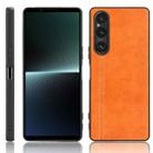 For Sony Xperia 1 V Sewing Cow Pattern Skin PC + PU + TPU Phone Case(Orange) - 1