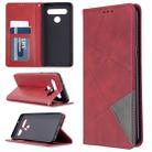 For LG K61 Rhombus Texture Horizontal Flip Magnetic Leather Case with Holder & Card Slots & Wallet(Red) - 1