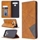 For LG K61 Rhombus Texture Horizontal Flip Magnetic Leather Case with Holder & Card Slots & Wallet(Yellow) - 1