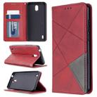 For Nokia 1.3 Rhombus Texture Horizontal Flip Magnetic Leather Case with Holder & Card Slots & Wallet(Red) - 1