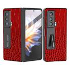 For Honor Magic Vs ABEEL Integrated Genuine Leather Crocodile Pattern Phone Case with Holder(Red) - 1