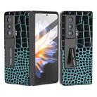 For Honor Magic Vs ABEEL Integrated Genuine Leather Crocodile Pattern Phone Case with Holder(Blue) - 1